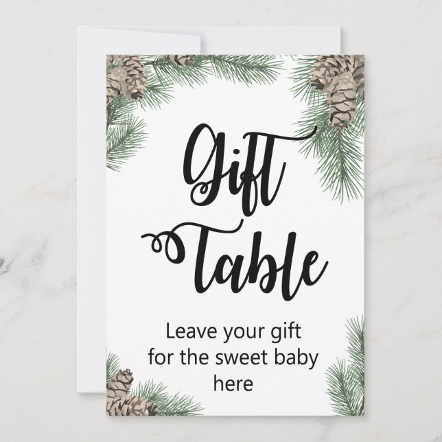 Winter Pinecone Baby Shower Sign Size 5x7" Invitation (Front)