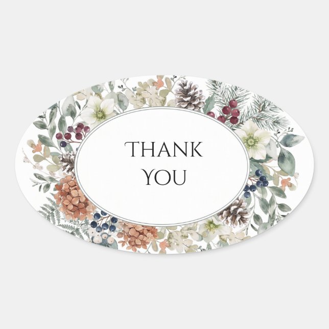 Winter Pinecone Berry Wreath Sticker (Front)