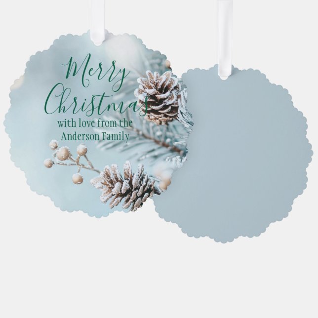 Winter Pinecone Christmas Ornament (Front/Back)