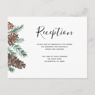 Winter Pinecone Wedding Reception Details Enclosure Card