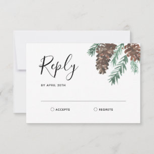 Winter Pinecone   Wedding RSVP Reply Card