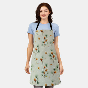 Winter Pinecones and Snowy Branches Apron