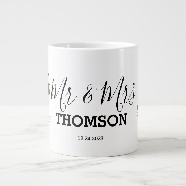 Winter Pinecones & Berries Family Throw Pillow Large Coffee Mug (Front)