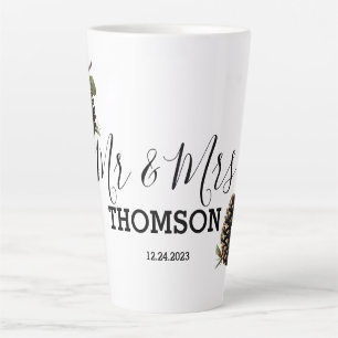 Winter Pinecones & Berries Family Throw Pillow Latte Mug