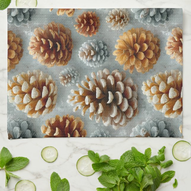 Winter Pinecones Harmony Tea Towel (Folded)