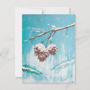 Winter Pinecones Holiday Card