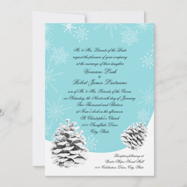 Winter Pinecones Wedding Invitation (Front)