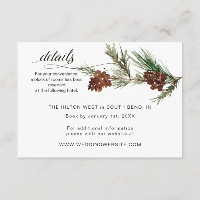 Winter Pinery Wedding RSVP Enclosure Card (Front)