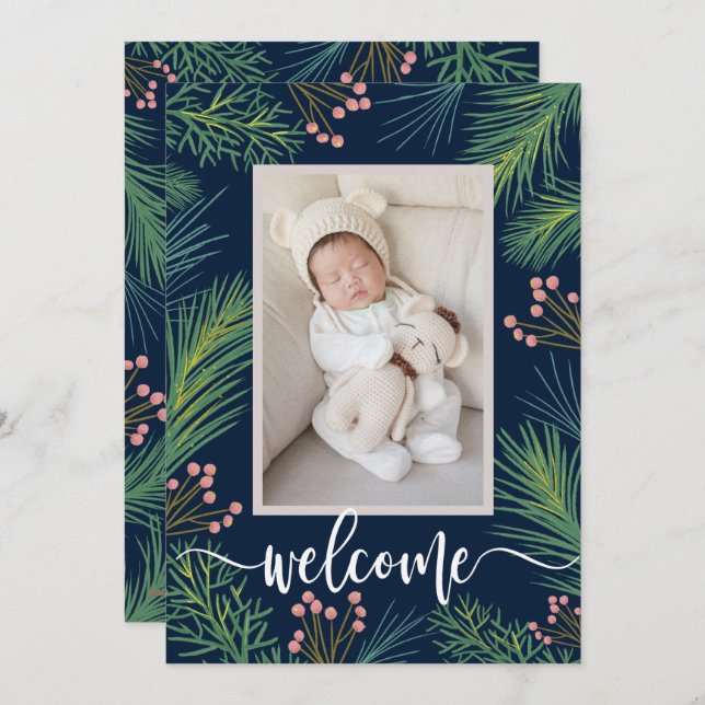 Winter Pines Birth Announcements (Front/Back)