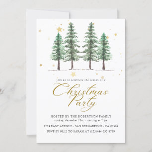 Winter Pines & Christmas Holiday Party Invitation. Card