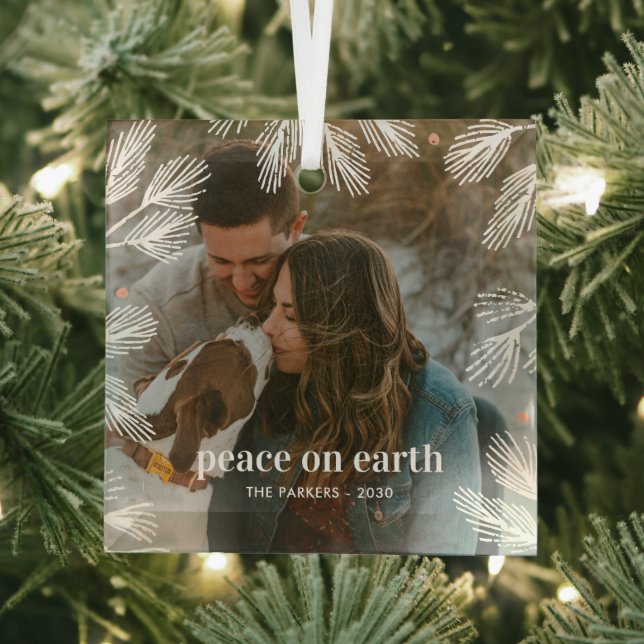 Winter Pines Custom Photo Christmas Ornament (Insitu)