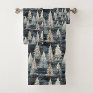 Winter Pines & Holiday Sentiments Bath Towel Set