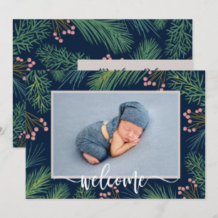 Winter Pines Photo Birth Announcements