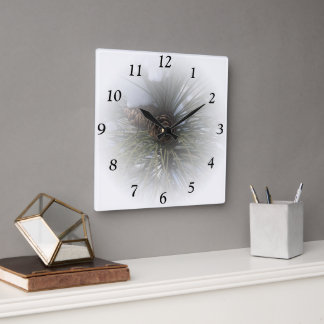 Winter Pines Square Wall Clock
