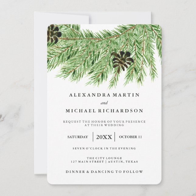 Winter Pines Wedding Invitation (Front)