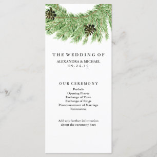 Winter Pines Wedding Program Programme