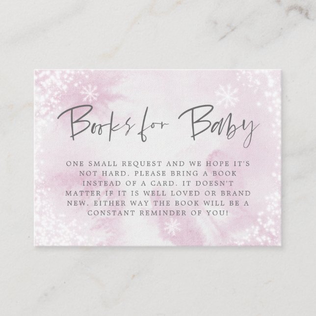 Winter Pink Baby Shower Book Request  Enclosure Card (Front)