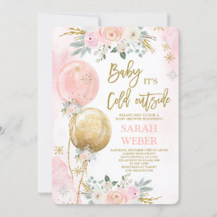 Winter Pink Baby shower Girl Invitation