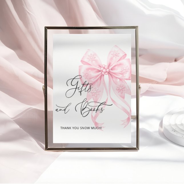 Winter Pink Bow Baby Shower Gift Book Poster (Creator Uploaded)