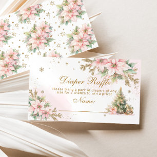 Winter pink Christmas tree diaper raffle ticket Enclosure Card