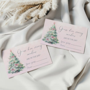 Winter pink Christmas tree guess how many candies Enclosure Card
