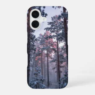Winter Pink Dawn Snowy Pine Forest Phone Case