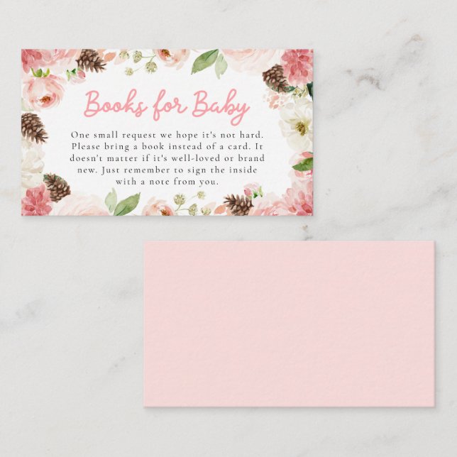 Winter Pink Girl Baby Shower Books for Baby Enclosure Card (Front/Back)