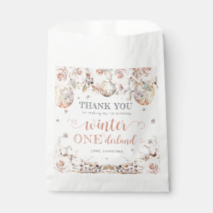 Winter Pink Gold Onederland Birthday Favour Bags