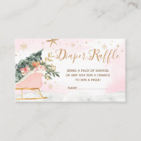 Winter Pink Gold Snowflake Diaper Raffle
