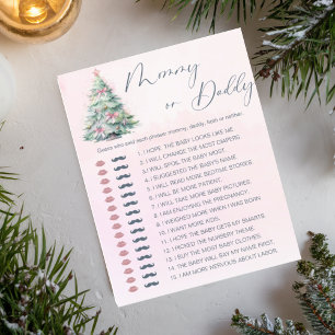 Winter pink mummy or daddy baby shower game