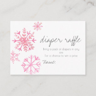 winter Pink snow babyshower diaper raffle card