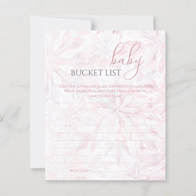 Winter Pink Snowflake Baby Bucket List (Front)