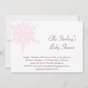 Winter Pink Snowflake Baby Shower Invitation