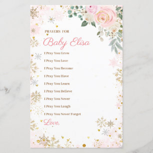 Winter Pink Snowflake Floral Prayers for Baby