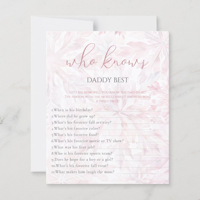 Winter Pink Snowflake Who Knows Daddy Game (Front)