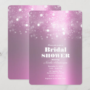 Winter Pink Sparkling Lights Bridal Shower Invitation