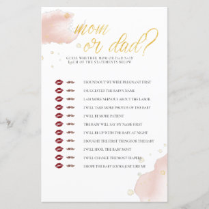Winter Pink Watercolor Baby Shower Game Mum Or Dad