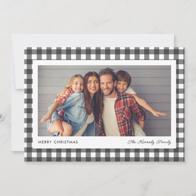 Winter Plaid 3 Photo Christmas Card  (Front)