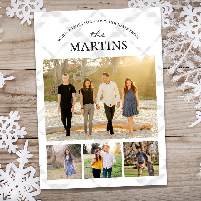Winter Plaid Family Multi Photo Collage Memories Holiday Card (Creator Uploaded)