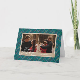 Winter Plaid Holiday 2-Photo Card - Green