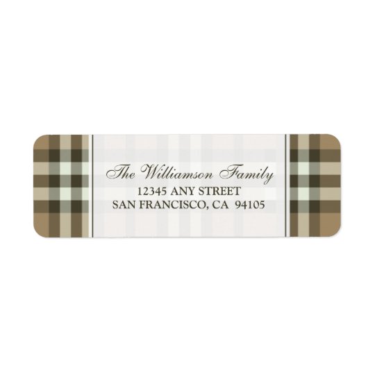 Winter Plaid Holiday Address Labels (taupe)