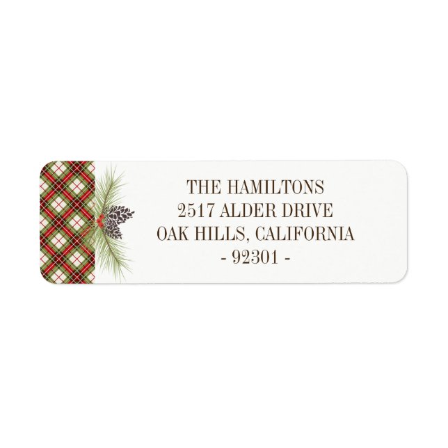 Winter Plaid Personalised Address Label (Front)