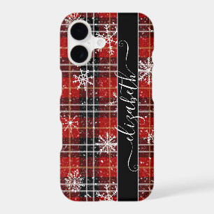 Winter Plaid Snowflakes Script Name