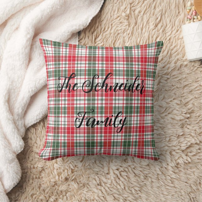 Winter Plaid Tartan Christmas Throw Pillow (Blanket)