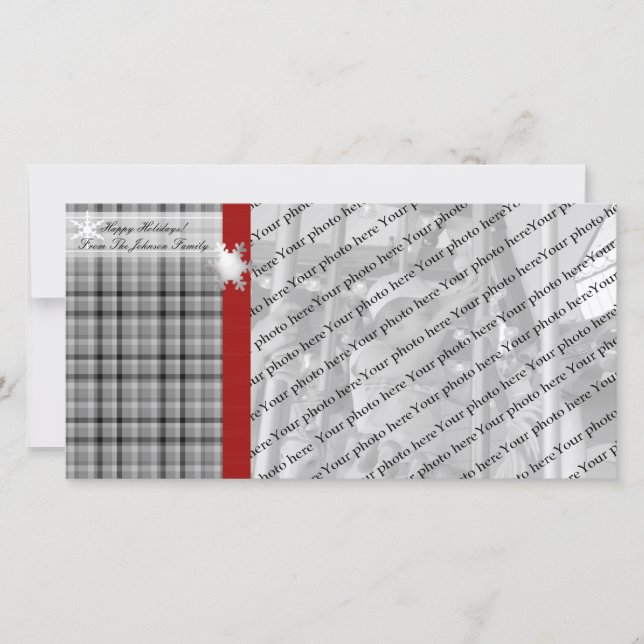 Winter Plaid with red Holiday Card (Front)