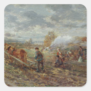 Winter Ploughing Square Sticker