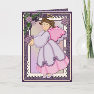 Winter Poinsettia Angel - Blank Inside Holiday Card