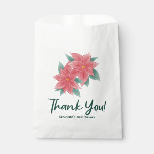 Winter Poinsettia Baby Shower Thank You Favour Bag
