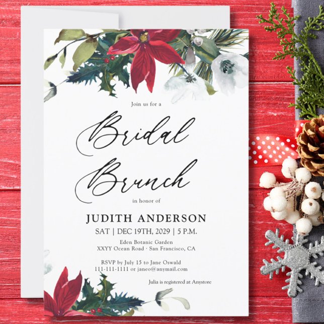  Winter Poinsettia Bridal Brunch Invitation (Creator Uploaded)