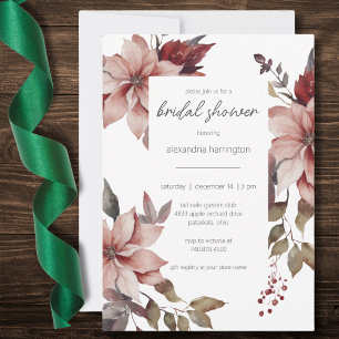 Winter Poinsettia Bridal Shower  Invitation